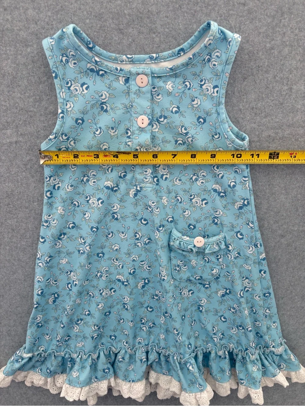 Sweet Honey Girls Blue Floral Ruffle Lace Pajamas Nightgown Size 4T